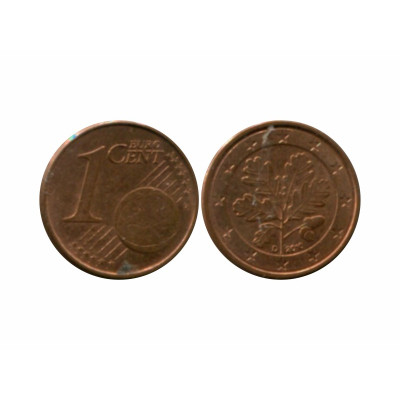 Монета 1 евроцент Германии 2010 г. D