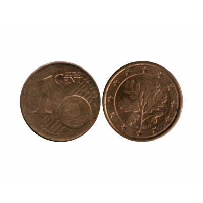 Монета 1 евроцент Германии 2017 г. (A)