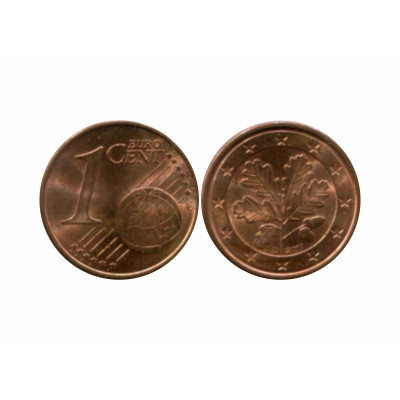 Монета 1 евроцент Германии 2017 г. D