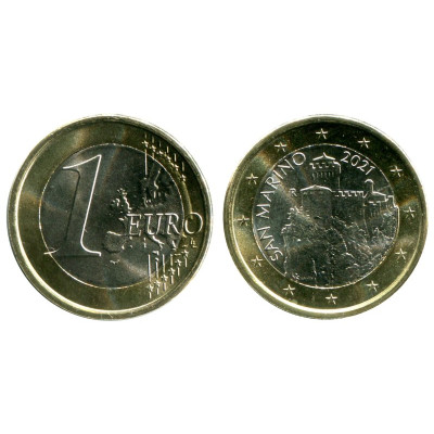 Биметаллическая монета 1 евро Сан-Марино 2021 г.
