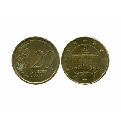 Монета 20 евроцентов Германии 2007 г. (J)