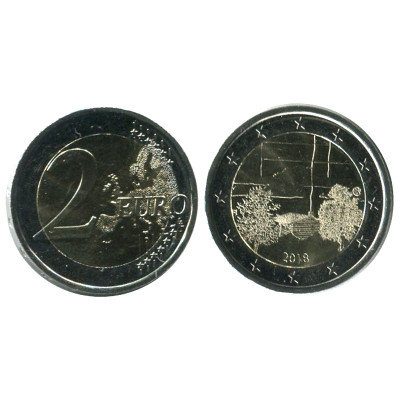 Биметаллическая монета 2 Евро Финляндии 2018 Г., Культура Финской Сауны
