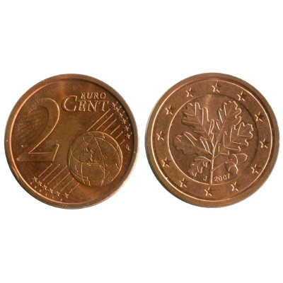 Монета 2 евроцента Германии 2007 г. (J)