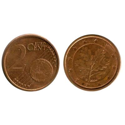 Монета 2 евроцента Германии 2004 г. G