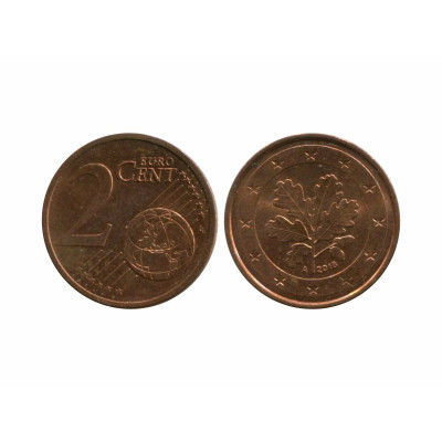 Монета 2 евроцента Германии 2018 г. A