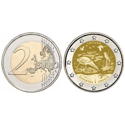 Памятная монета 2 евро Литвы 2021 г. Биосферный резерват Жувинтас