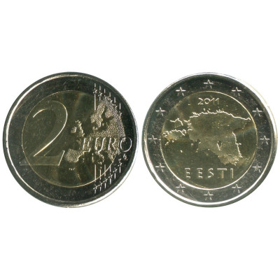 Биметаллическая монета 2 Евро Эстонии 2011г.