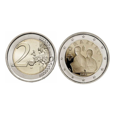 Биметаллическая монета 2 евро Италии 2021 г. Медицинские профессии