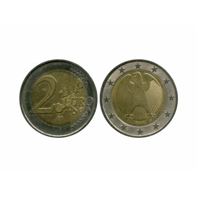 Биметаллическая монета 2 евро Германии 2002 г. (D)