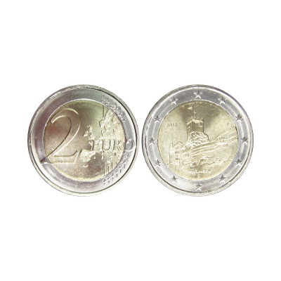 Биметаллическая монета 2 евро Германии 2022 г. Тюрингия. Замок Вартбург J