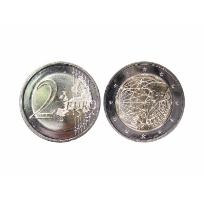 Биметаллическая монета 2 евро Германии 2022 г. 35 лет программе Эразмус D