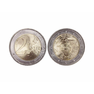 Биметаллическая монета 2 евро Германии 2022 г. 35 лет программе Эразмус J