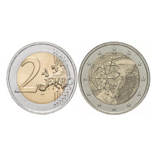 2 евро Латвии 2022 г. 35 лет программе Эразмус