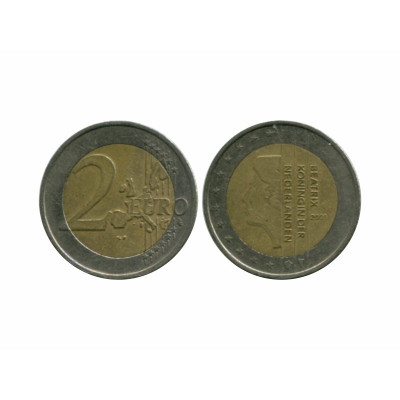 Биметаллическая монета 2 евро Нидерландов 2001 г.