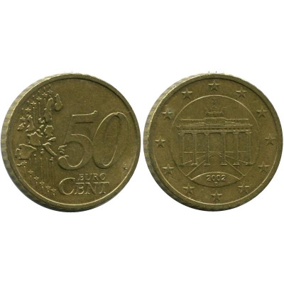 Монета 50 евроцентов Германии 2002 г. (D)