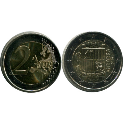 Биметаллическая монета 2 Евро Андорры 2014 г.