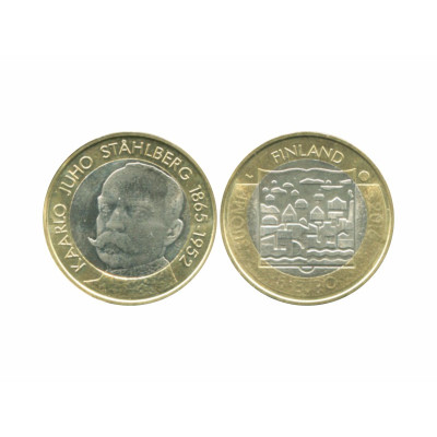 Биметаллическая монета 5 евро Финляндии 2016 г. Каарло Юхо Стольберг