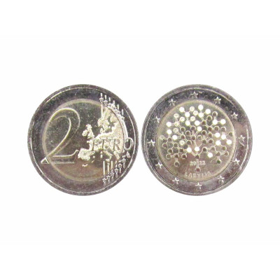 Биметаллическая монета 2 евро Латвии 2022 г. Финансовая грамотность 