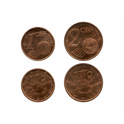 Монета Набор из 2-х евроцентов Финляндии 2004 г.