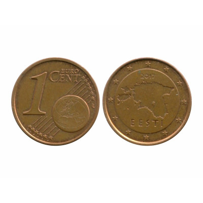 Монета 1 евроцент Эстонии 2017 г.