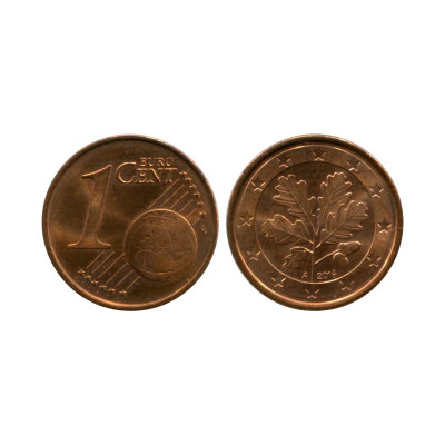 Монета 1 евроцент Германии 2014 г. (А)