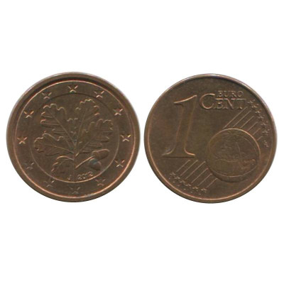 Монета 1 евроцент Германии 2012 г. (J)
