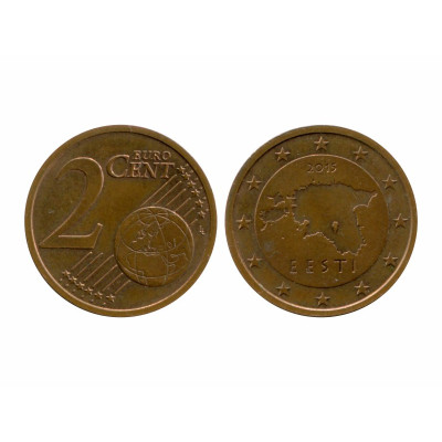 Монета 2 евроцента Эстонии 2015 г.