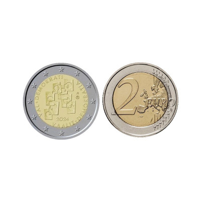 Биметаллическая монета 2 евро Финляндии 2024 г. Выборы как основание демократии