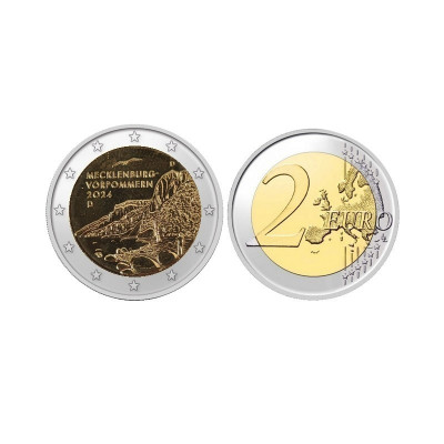 Биметаллическая монета 2 евро Германии 2024 г. Мекленбург-Передняя Померания D
