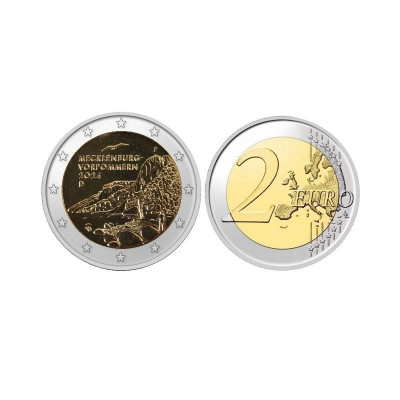 Биметаллическая монета 2 евро Германии 2024 г. Мекленбург-Передняя Померания F