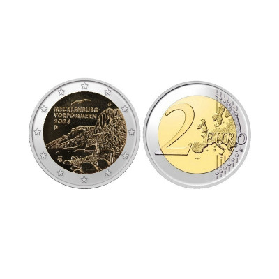 Биметаллическая монета 2 евро Германии 2024 г. Мекленбург-Передняя Померания G