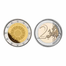 2 евро Латвии 2023 г. Подсолнух. Украина
