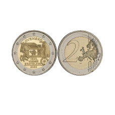 2 евро Словакии 2023 г. 200 лет со дня открытия конной почты Вена-Братислава