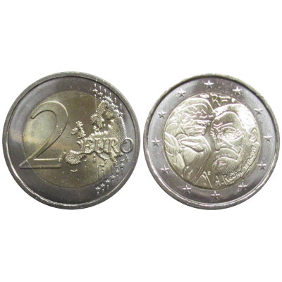 Биметаллическая монета 2 Евро Франции 2017 Г. 100 Лет Со Дня Смерти Огюста Родена