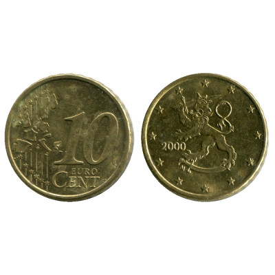 Монета 10 евроцентов Финляндии 2000 г.