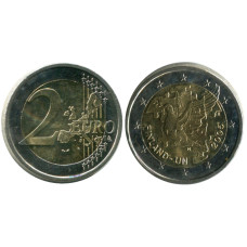 2 евро Финляндии 2005 г. 60 лет ООН и 50 лет членству Финляндии в ООН