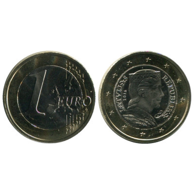 Биметаллическая монета 1 Евро Латвии 2016 Г.
