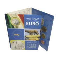 Набор Из 8-Ми Евро Монет И Жетона (серебро) Италии 2002 Г.