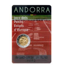 2 евро Андорры 2025 г. Игры малых государств Европы 2025 (в коин-карте)