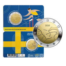 2 евро Финляндии 2025 г. 100 лет Финско-шведским легкоатлетическим играм (в коин-карте) 1