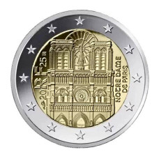 2 евро Франции 2025 г. Собор Парижской Богоматери (Нотр-Дам-де-Пари)
