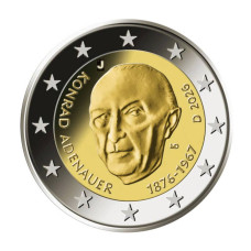 2 евро Германии 2026 г. Конрад Аденауэр (J)