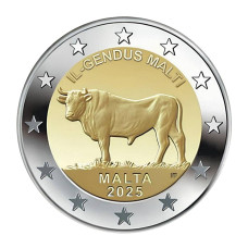 2 евро Мальты 2025 г. Мальтийский бык