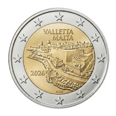 2 евро Мальты 2026 г. Город-крепость Валетта