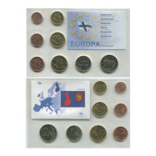 Набор 8 евромонет Финляндии 1999-2002 гг. (в запайке)