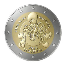 2 евро Словении 2025 г. 100 лет со дня рождения Мики Мустера