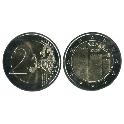 Биметаллическая монета 2 Евро Испании 2019 Г., Старый Город Авила