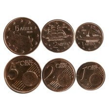 Набор из 3-х евро монет Греции 2014 г.