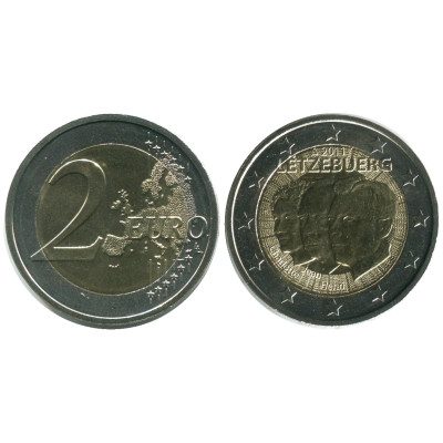 Биметаллическая монета 2 Евро Люксембурга 2011 Г., 50 Лет Назначения Великого Герцога Жана Титулом <<лейтенант-представитель>> Великой Герцогини Шарлотты