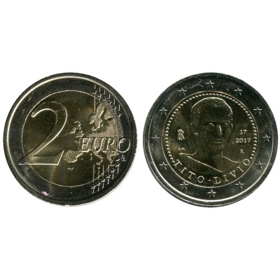 Биметаллическая монета 2 Евро Италии 2017 Г., 2000 Лет Со Дня Смерти Тито Ливия